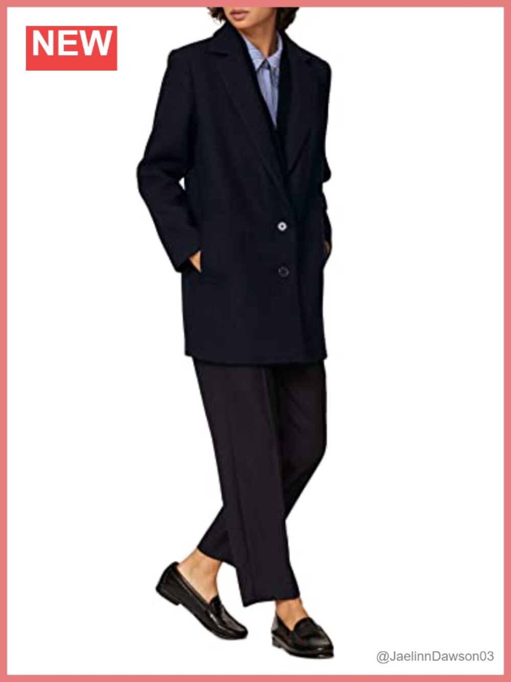 Wool Blend Sweater Rib Combo Coat Notch Collar Button